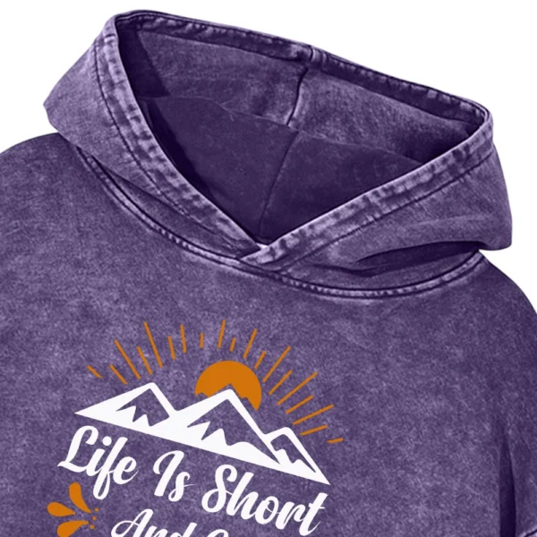 Life Is Short And Go Camping Washed Pullover Hoodie Gift For Fan