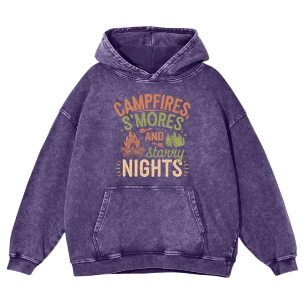 Campfires S’ Mores And Starry Nights Washed Pullover Hoodie Gift For Fan