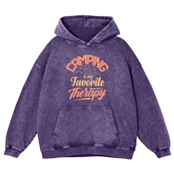 Camping Is My Favorite Therapy Washed Pullover Hoodie Gift For Fan