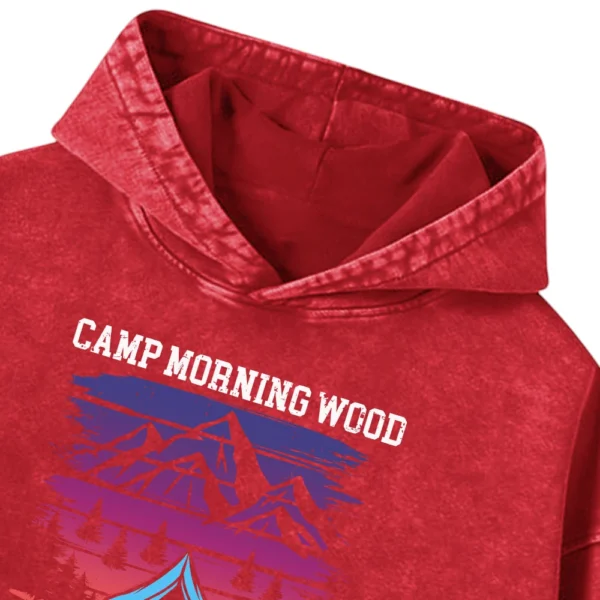 Camp Morning Wood Relax Pitch A Tent Vintage Washed Pullover Hoodie Gift For Fan