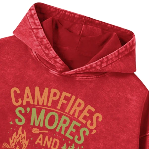 Campfires S’ Mores And Starry Nights Washed Pullover Hoodie Gift For Fan