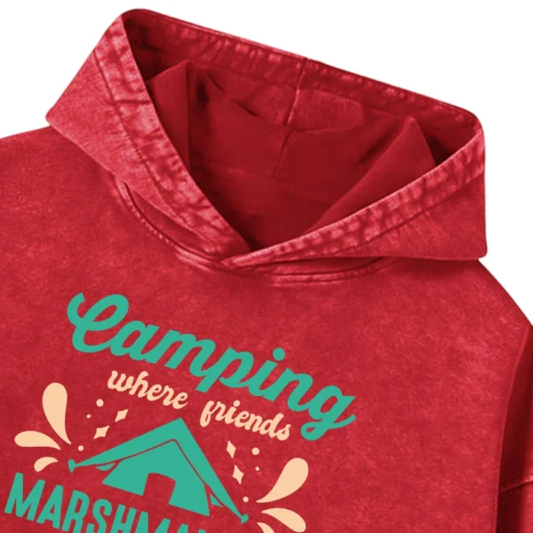 Camping Where Friends Marshmallows Get Toasted Together Washed Pullover Hoodie Gift For Fan