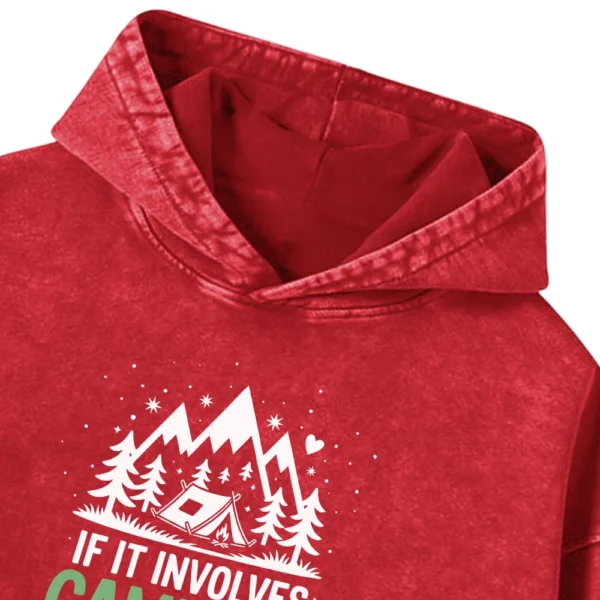 If It Involves Camping Bacon & Count Me In Washed Pullover Hoodie Gift For Fan