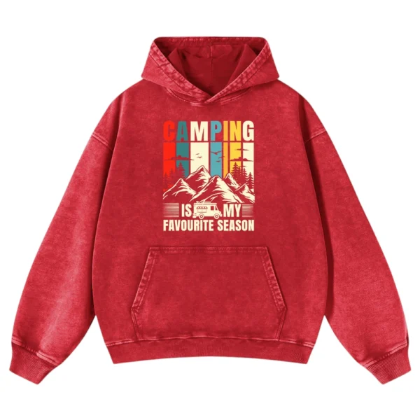 Camping Is My Favorite Season Washed Pullover Hoodie Gift For Fan