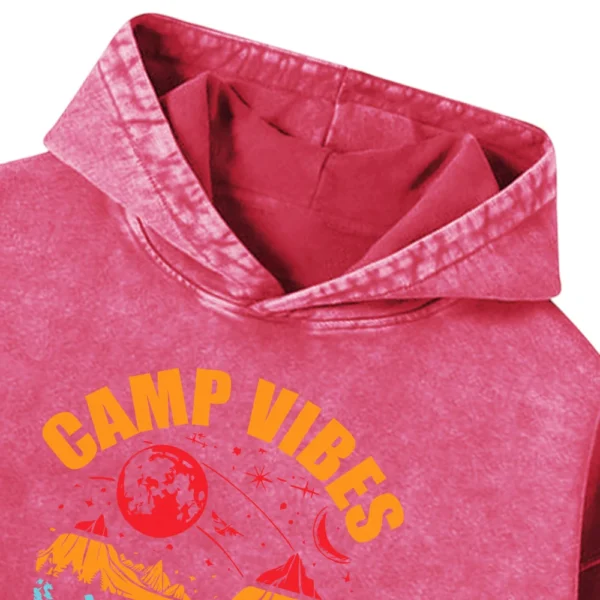 Camp Vibes Only Washed Pullover Hoodie Gift For Fan