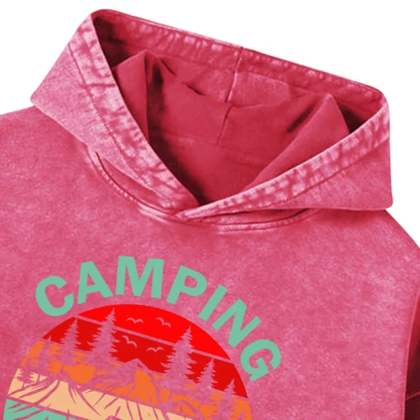 Camping Is My Happy Place Washed Pullover Hoodie Gift For Fan