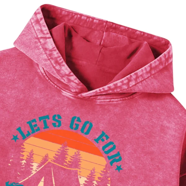 Lets Go For Camping Washed Pullover Hoodie Gift For Fan