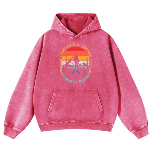 Campfire & Coffee Perfect Blend Washed Pullover Hoodie Gift For Fan