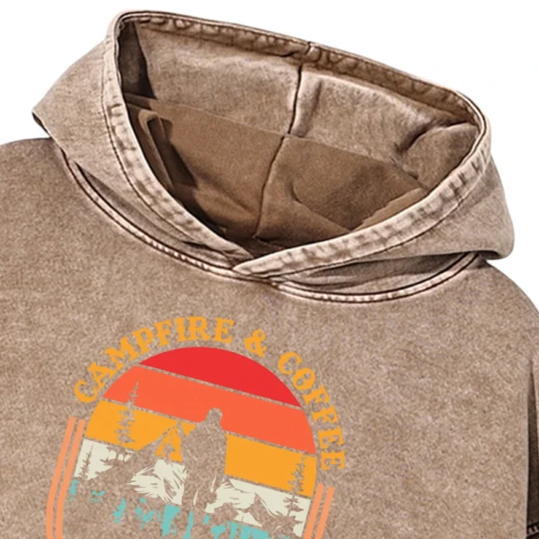 Campfire & Coffee Perfect Blend Washed Pullover Hoodie Gift For Fan