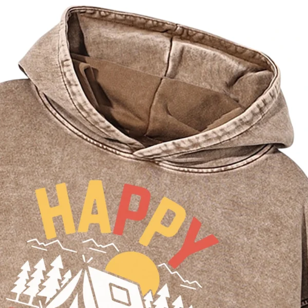 Happy Camper Washed Pullover Hoodie Gift For Fan
