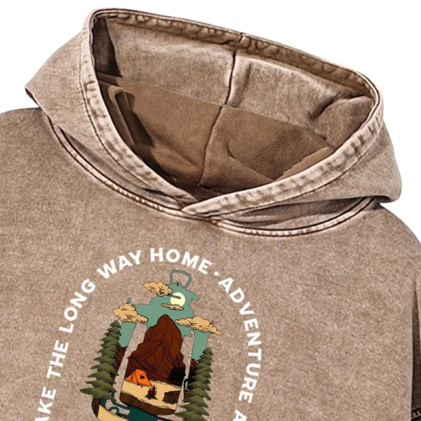 Take The Long Way Home Adventure Awaits Camping Washed Pullover Hoodie Gift For Fan
