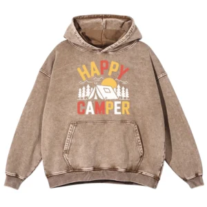 Happy Camper Washed Pullover Hoodie Gift For Fan