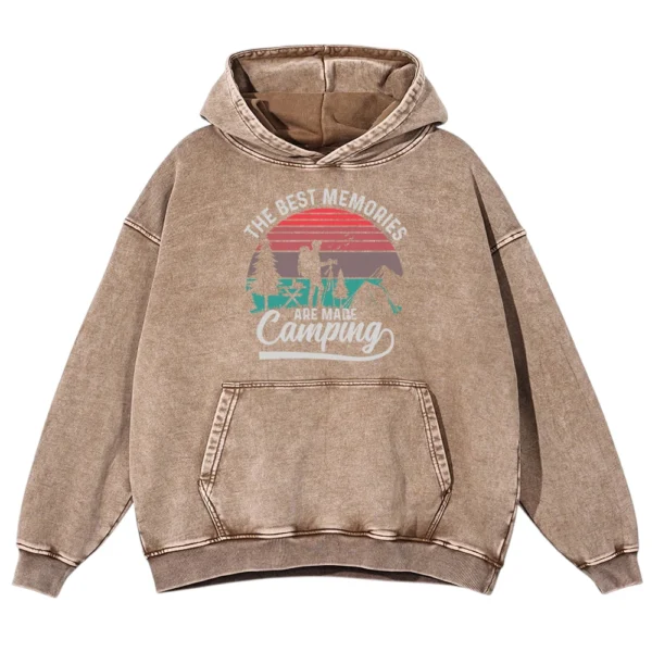 The Best Memories Are Made Camping Washed Pullover Hoodie Gift For Fan