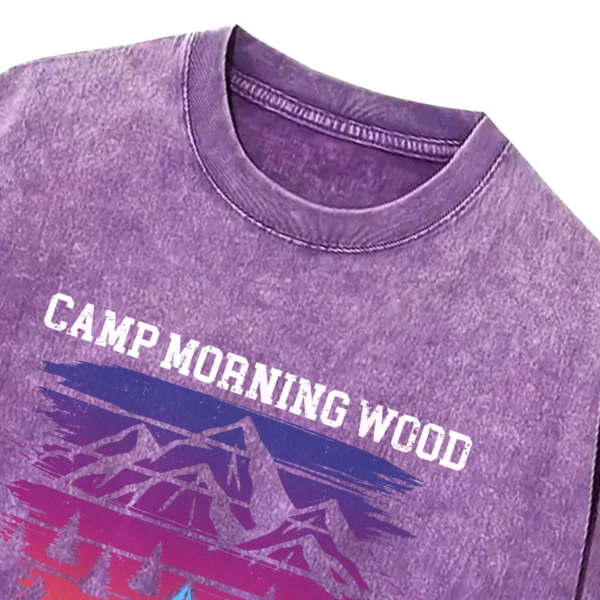 Camp Morning Wood Relax Pitch A Tent Vintage Washed Tshirts Gift For Fan