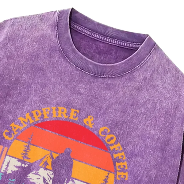 Campfire & Coffee Perfect Blend Washed Tshirts Gift For Fan