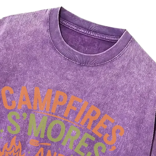 Campfires S’ Mores And Starry Nights Washed Tshirts Gift For Fan