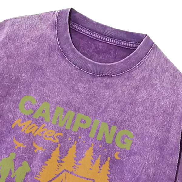 Camping Makes Everything Better Retro Washed Tshirts Gift For Fan