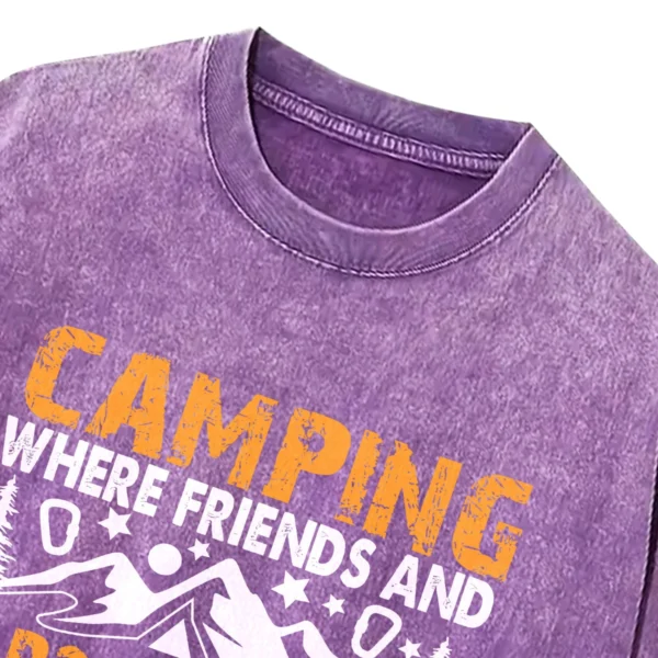 Camping Where Friends And Marshmallows Get Toasted Together Washed Tshirts Gift For Fan