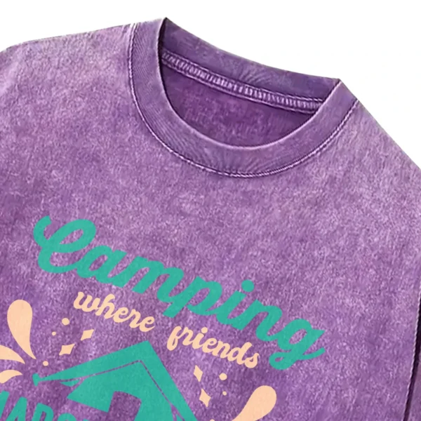 Camping Where Friends Marshmallows Get Toasted Together Washed Tshirts Gift For Fan