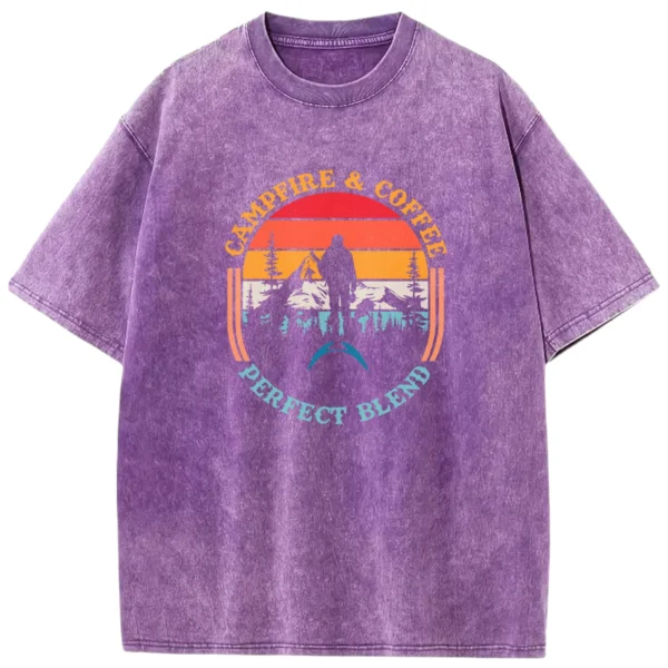 Campfire & Coffee Perfect Blend Washed Tshirts Gift For Fan