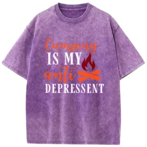 Camping Is My Anti Depressent Washed Tshirts Gift For Fan