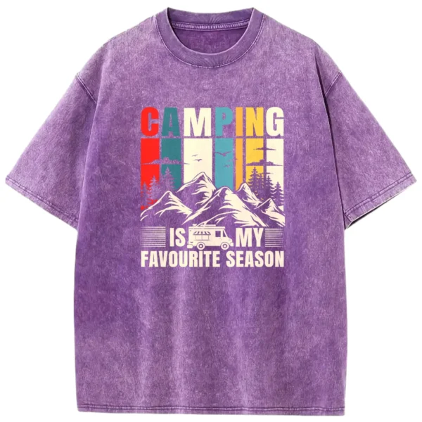 Camping Is My Favourite Season Washed Tshirts Gift For Fan