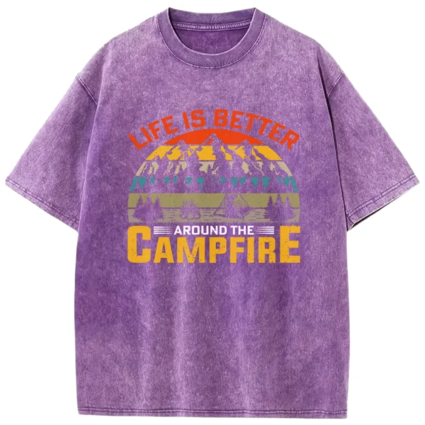 Life Is Better Around The Campfire Vintage Washed Tshirts Gift For Fan