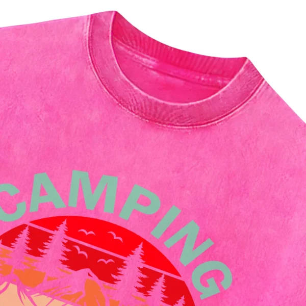 Camping Is My Happy Place Vintage Washed Tshirts Gift For Fan
