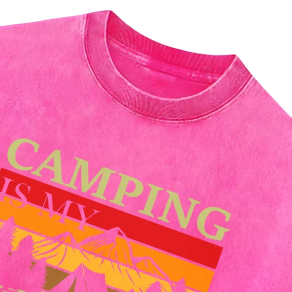 Camping Is My Happy Place Washed Tshirts Gift For Fan