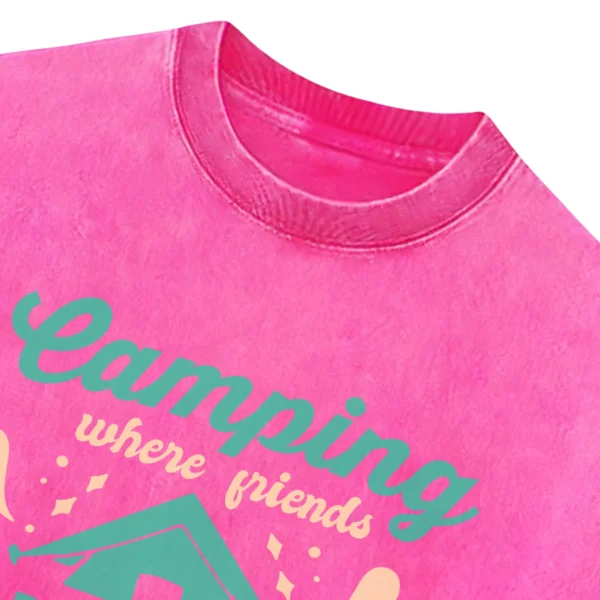 Camping Where Friends Marshmallows Get Toasted Together Washed Tshirts Gift For Fan
