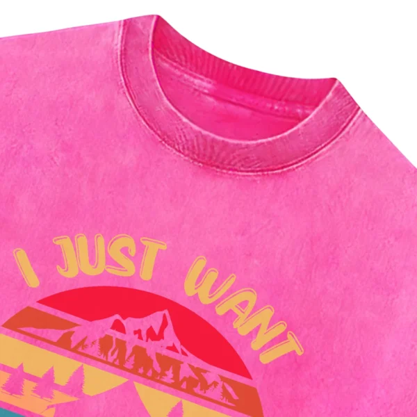 I Just Want To Go Camping Washed Tshirts Gift For Fan