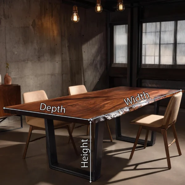 Handcrafted Live-Edge Dining Table – Solid Kiln-Dried Hardwood