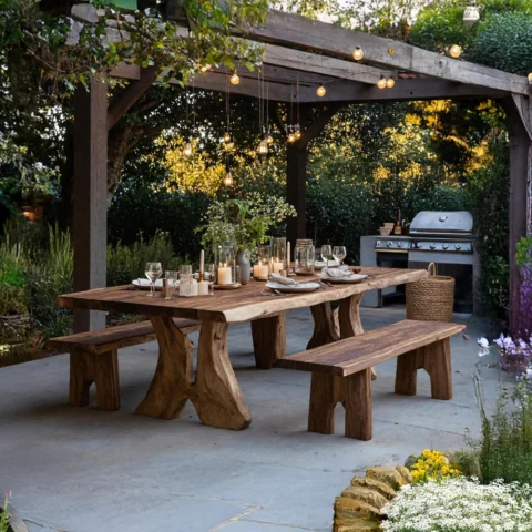 Artisan Handcrafted Monkey Pod Live-Edge Dining Table – Solid Kiln-Dried Hardwood