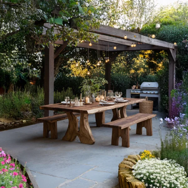 Artisan Handcrafted Monkey Pod Live-Edge Dining Table – Solid Kiln-Dried Hardwood