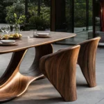 Artisan Sculptural Infinity - Handcrafted Solid Wood Dining Masterpiece