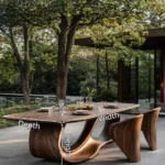 Artisan Sculptural Infinity - Handcrafted Solid Wood Dining Masterpiece