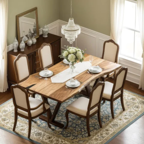 Artisanal European Walnut Live-Edge Dining Table