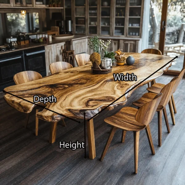 Handcrafted Live-Edge Solid Wood Dining Table