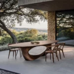 Handcrafted Solid Monkey Pod Sculptural Dining Table