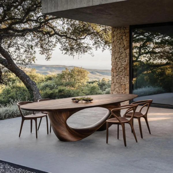 Handcrafted Solid Monkey Pod Sculptural Dining Table