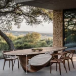 Handcrafted Solid Monkey Pod Sculptural Dining Table