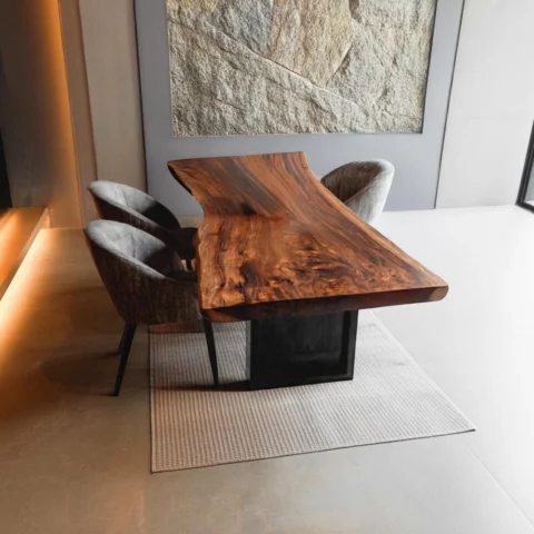 Handcrafted Solid Wood Live-Edge Dining Table