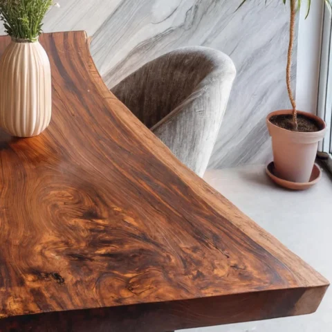 Handcrafted Solid Wood Live-Edge Dining Table2