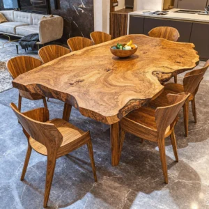 Heirloom Artistry - Handcrafted Solid Wood Live-Edge Dining Masterpiece