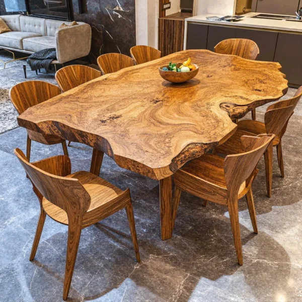 Heirloom Artistry - Handcrafted Solid Wood Live-Edge Dining Masterpiece