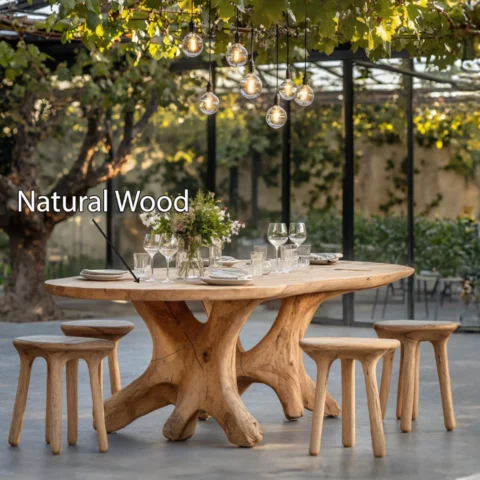 Rooted Elegance – Handcrafted Solid Monkey Pod Sculptural Dining Set2