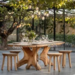 Rooted Elegance - Handcrafted Solid Monkey Pod Sculptural Dining Set