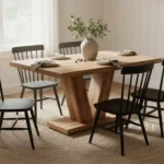 The Artisan Solid Wood V-Pedestal Dining Table