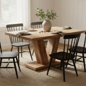 The Artisan Solid Wood V-Pedestal Dining Table