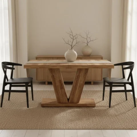 The Artisan Solid Wood V-Pedestal Dining Table2
